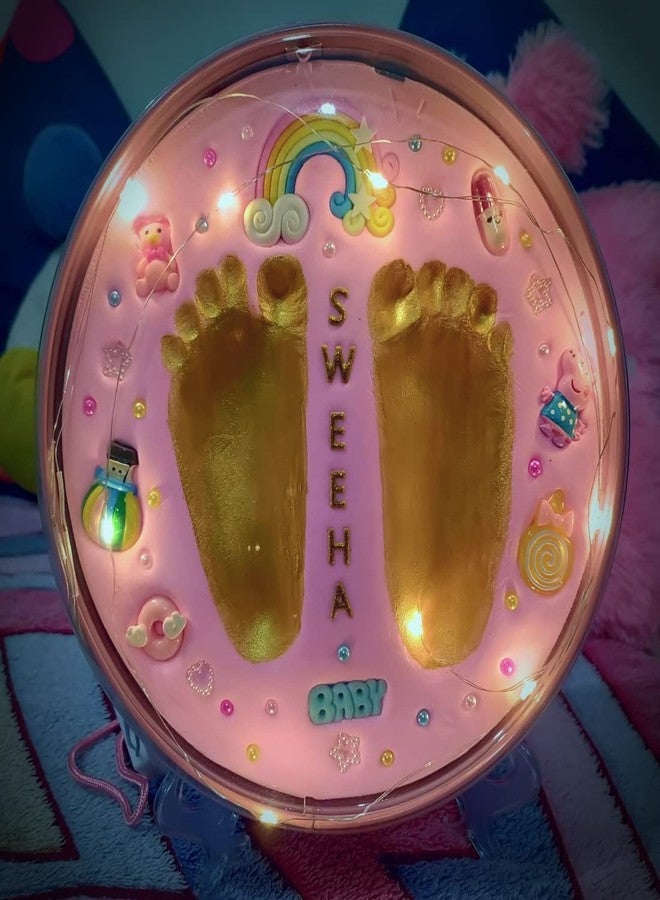 ماما ميا مجموعة تذكارية من الطين لبصمات أيدي وأقدام الأطفال الرضع (أزرق) (وردي)، قطعة واحدة - Image 3